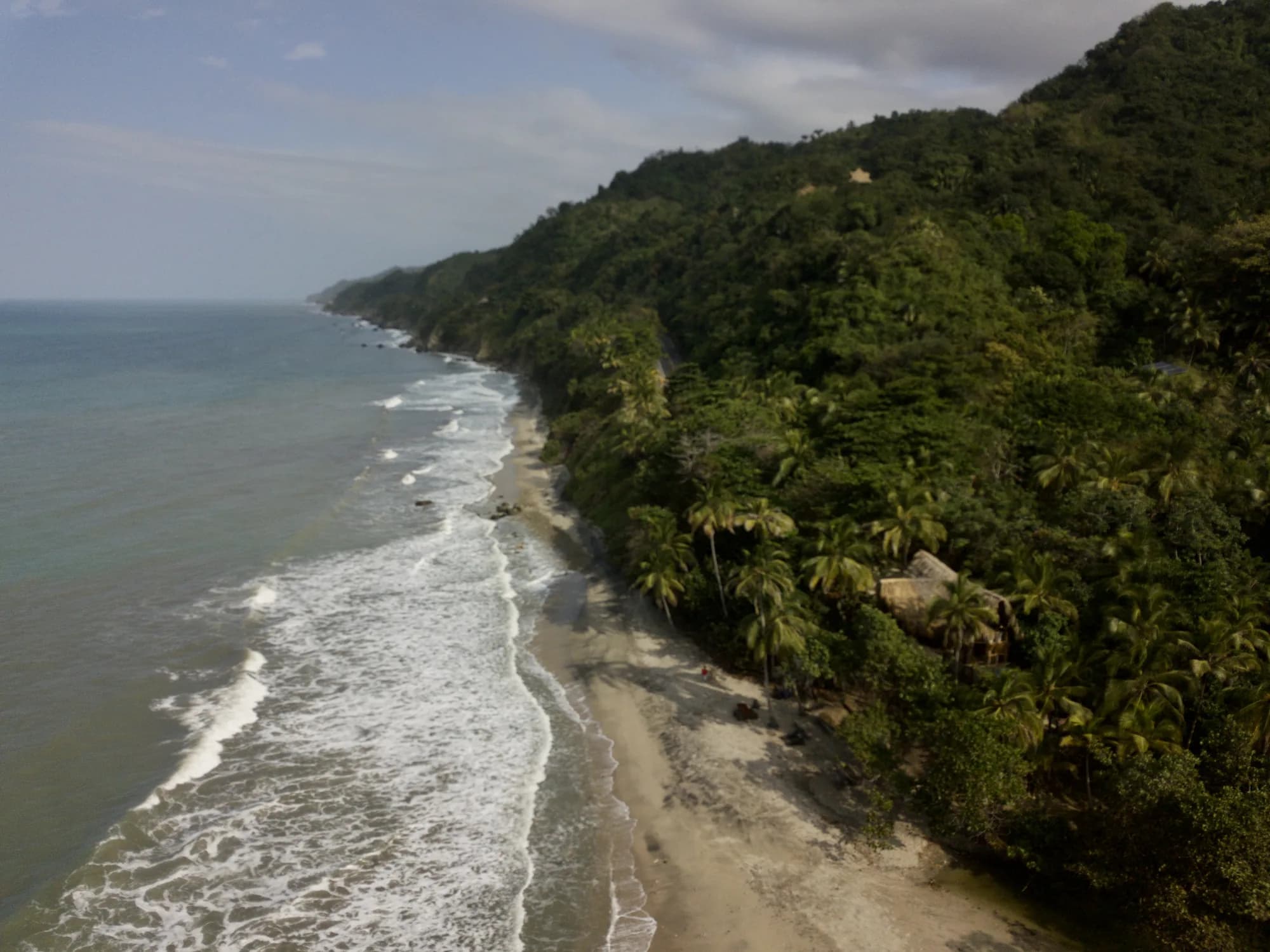 La costa de La Jorará vista desde el aire, entre selva y mar